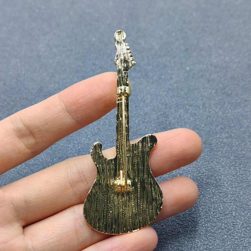 Rhinetsone & Enamel Rock & Roll Guitar - 13 Hub Lane   |  Brooches