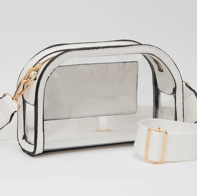 Transparent Crossbody Camera Bag, White - 13 Hub Lane   |  Clear Crossbodies