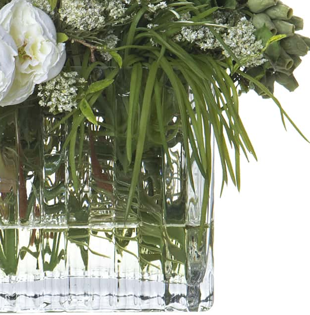 Queen Anne’s Ranunculus, Berry & Grass w/ Glass Vase - 13 Hub Lane   |  Floral Arrangements