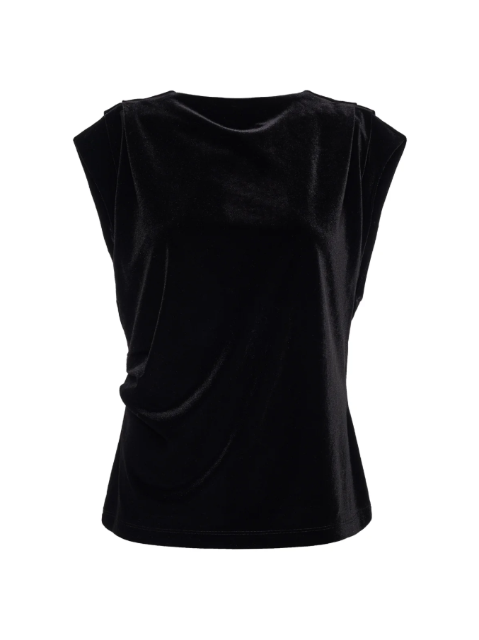 Pleated Sleeveless Top, Black