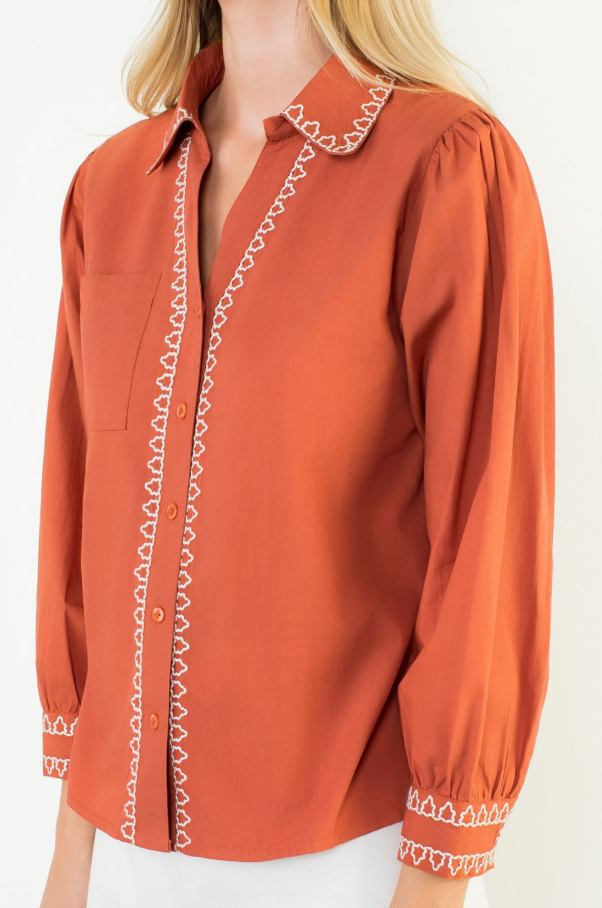 Embroidered Detail Button-Up - 13 Hub Lane   |  Button-Ups