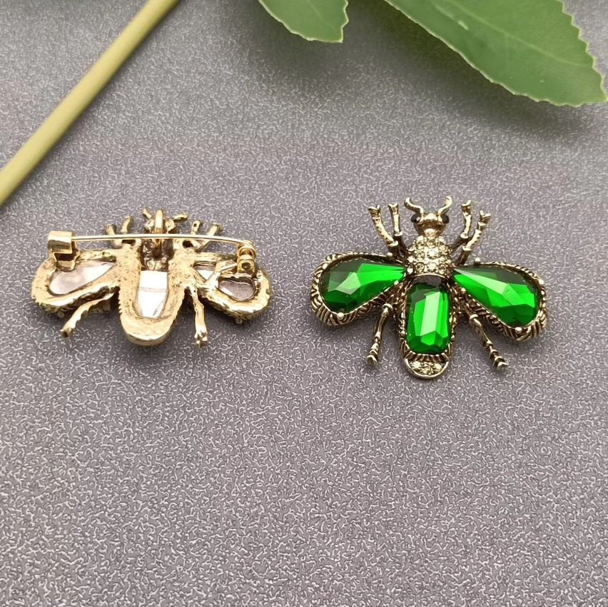 Inlaid Glass & Rhinestone Bee Brooch