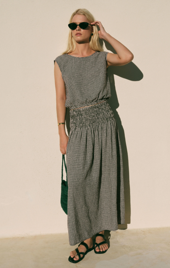 Brooke Gingham Maxi Skirt, Black
