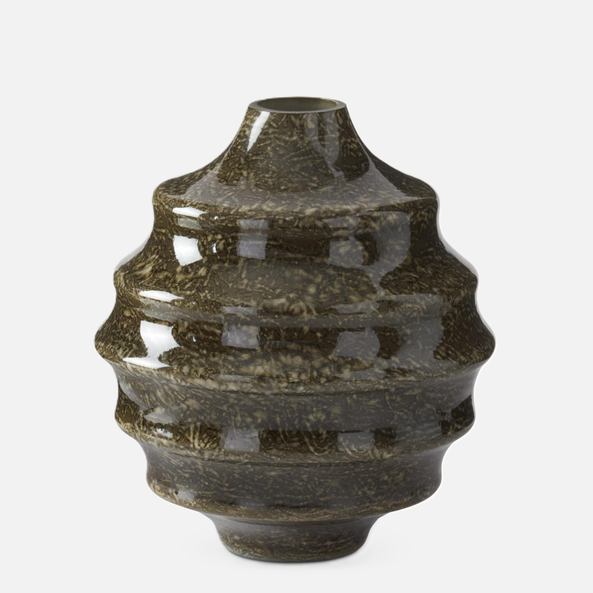 Unique Painted Glass Vase, Green