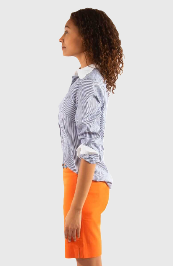 Pique All Day Pinstripe Shirt, Navy & White