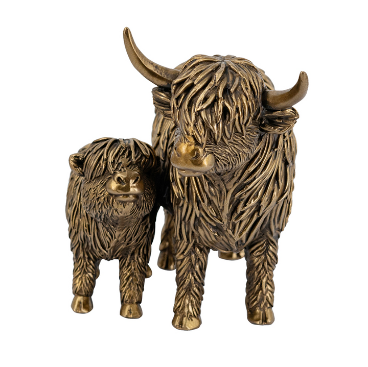Highland Cow & Calf Statue