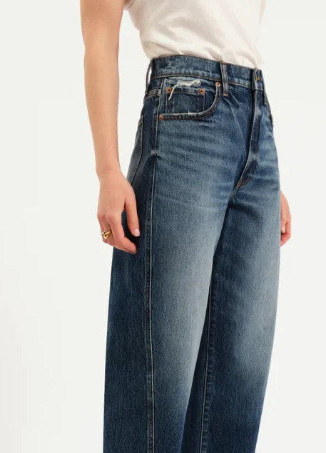 Westward High Rise Seamed Barrel Jeans, Authentic