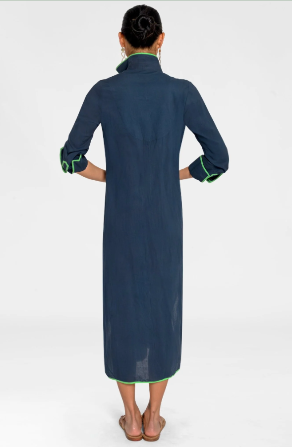 Shirt Tails Long Dress, Navy
