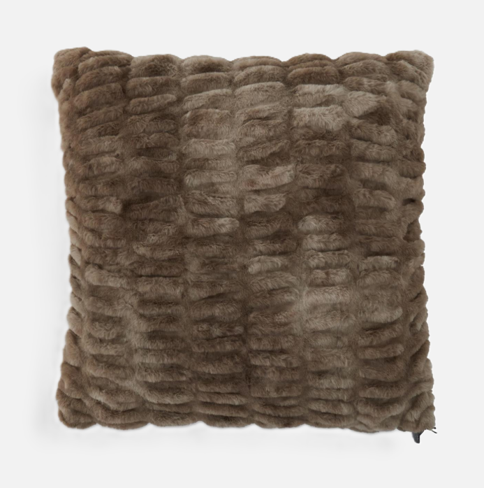 Ribbed Faux Fur Pillow, Brown
