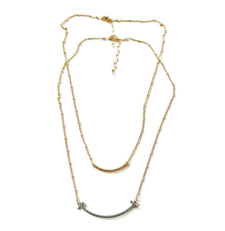 CV Designs CZ Curve Bar Necklace - 13 Hub Lane   |  Link Necklaces