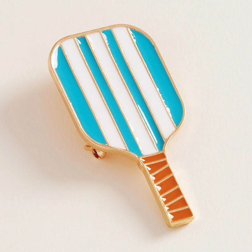 Enamel Pickleball Paddle Brooch - 13 Hub Lane   |  