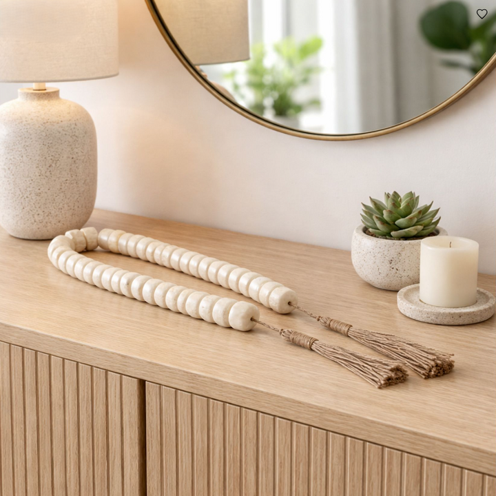 Ivory Resin Cylinder Beaded Garland
