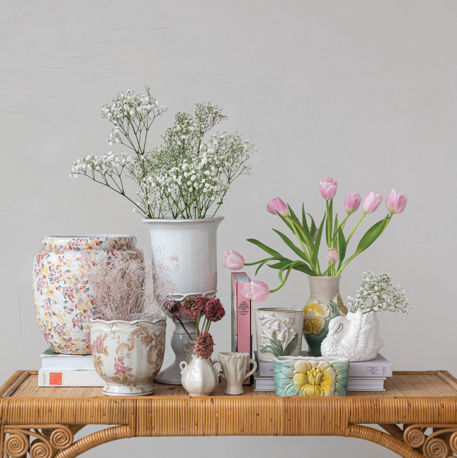 Transferware Terra-Cotta Planter