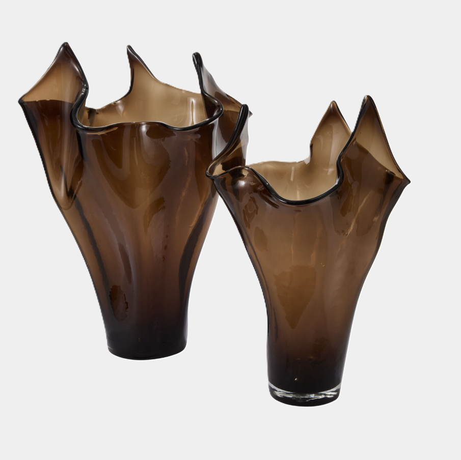 Peaked Glass Vase, Smoke - 13 Hub Lane   |  Glass Vases