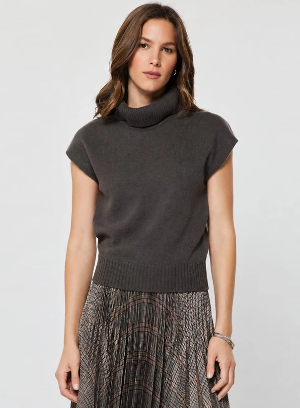 Turtleneck Cap Sleeve Sweater - 13 Hub Lane   |  