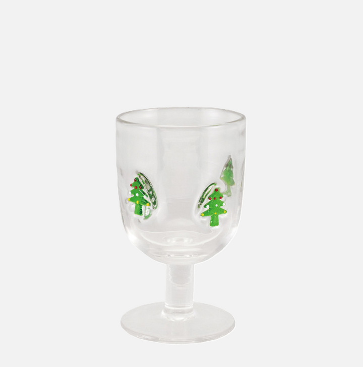 10oz. Stemmed Wine Glass w/ Embedded Holiday Icons