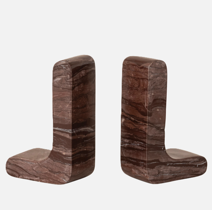 Chocolate Marble L-Shaped Bookend