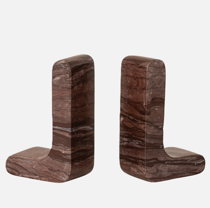 Chocolate Marble L-Shaped Bookend