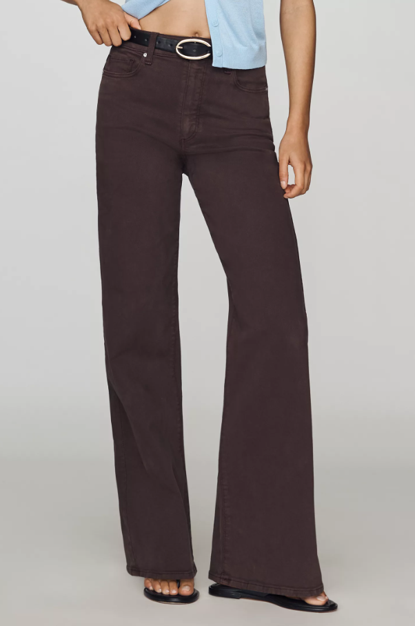 Paige Anessa Wide Leg Jean, Rich Chocolate