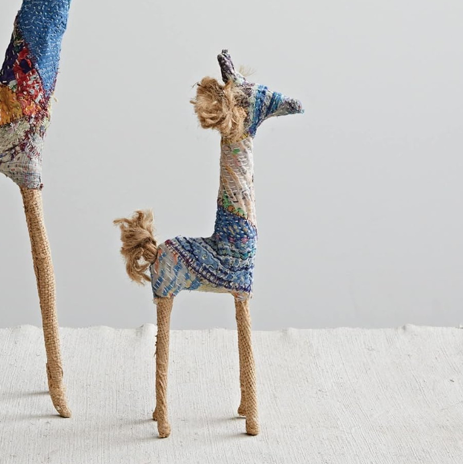 Vintage Kantha & Wire Giraffe