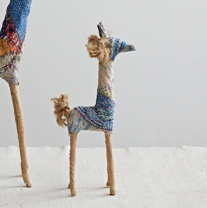 Vintage Kantha & Wire Giraffe