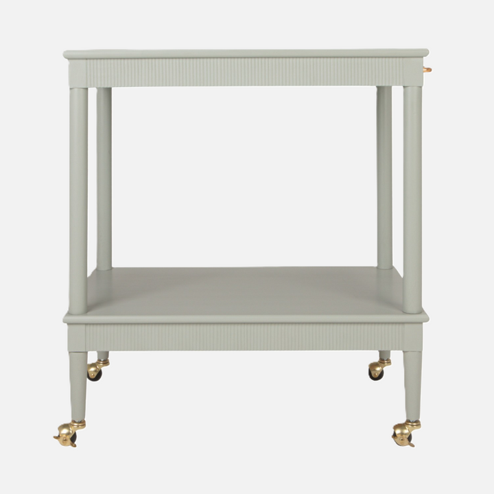 2-Tier Bar Cart w/ Gold Finish, Casters & Fluted Edge - 13 Hub Lane   |  