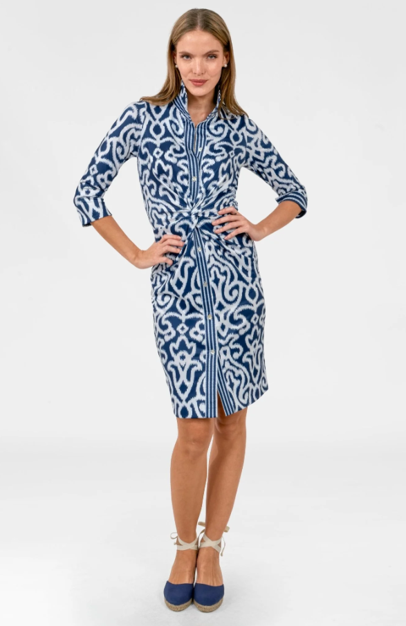 Twist & Shout Mini Dress, Navy Arabesque