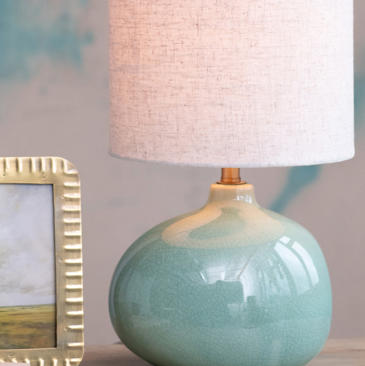 Organic Stoneware Table Lamp, Aqua - 13 Hub Lane   |  