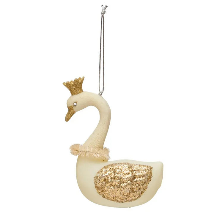 Glass Swan Ornament