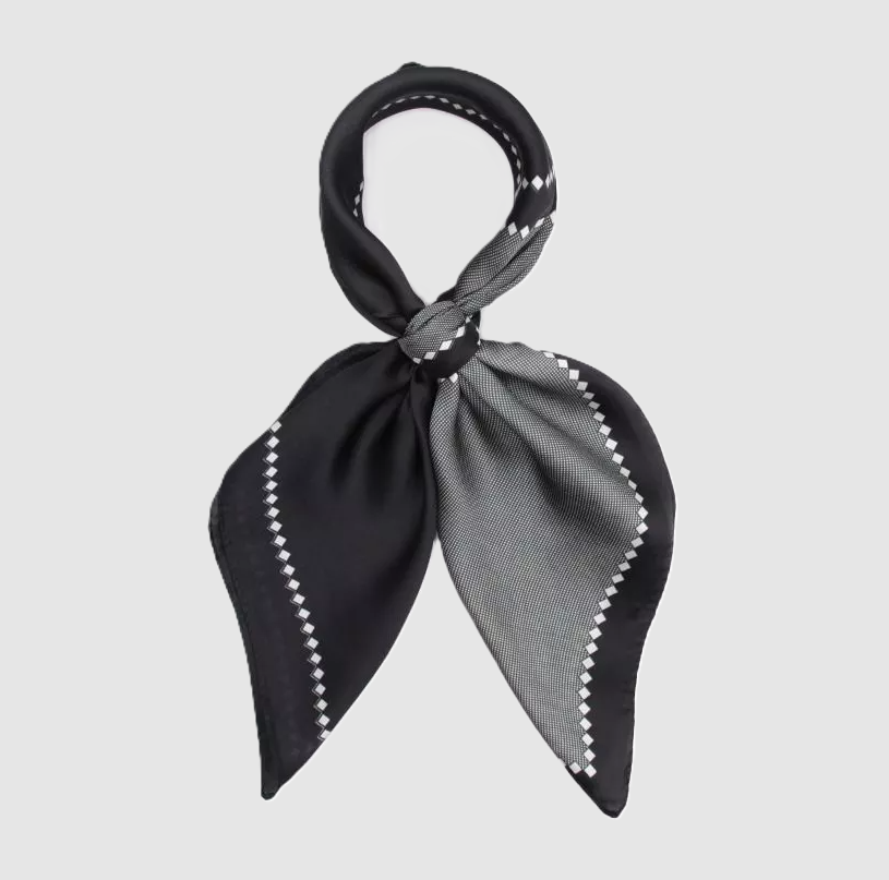 Geometric Print Scarf / Hair Wrap, Black & White - 13 Hub Lane   |  