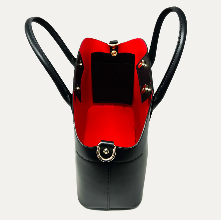 Italian Leather Red Interior Bag, Camel