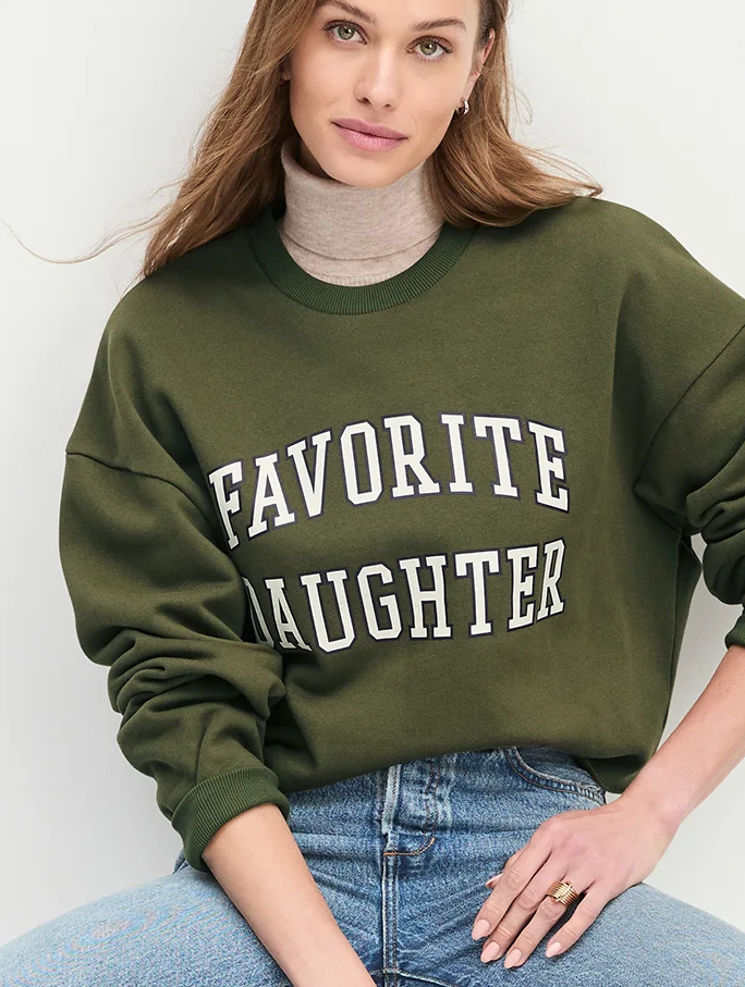Favorite Daughter Cropped Collegiate Sweatshirt, Smoketree w/ Gardenia - 13 Hub Lane   |  Cropped Sweatshirts