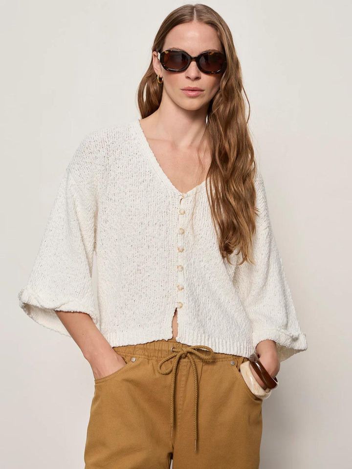 I'm Yours Button-Up Sweater, Chalk