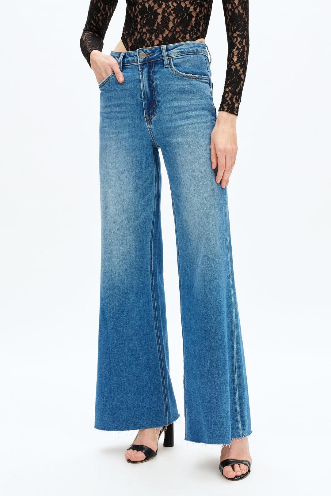 Bella High Rise Wide Leg Jeans, Medium Blue