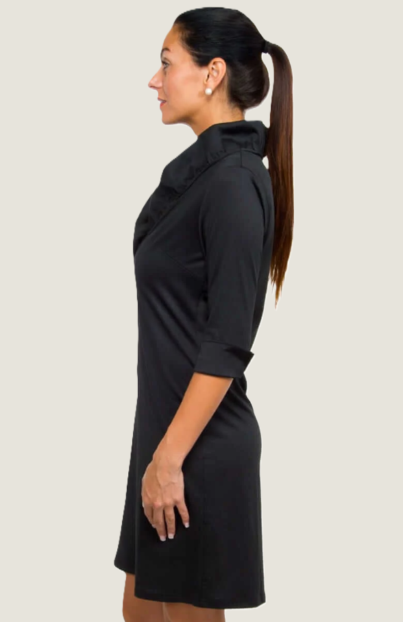 Jersey Ruffneck Mini Dress - Solid