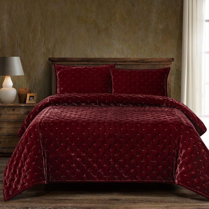 Stella Faux Silk Velvet, Garnet Red - 13 Hub Lane   |  