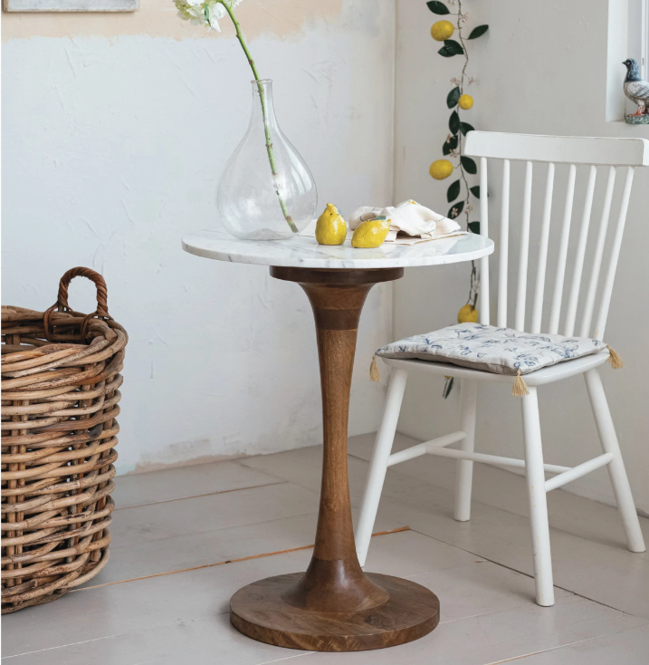 Mango Wood & Marble Tulip Table - Thumbnail 3