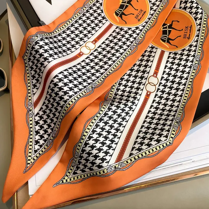Houndstooth Thin Bevel Scarf, Orange - 13 Hub Lane   |  