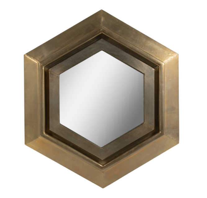 Warwin Champagne Clad Hexagon Mirror