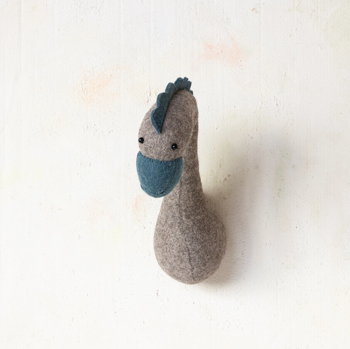 Handmade Wool Felt Dinosaur Head Wall Décor