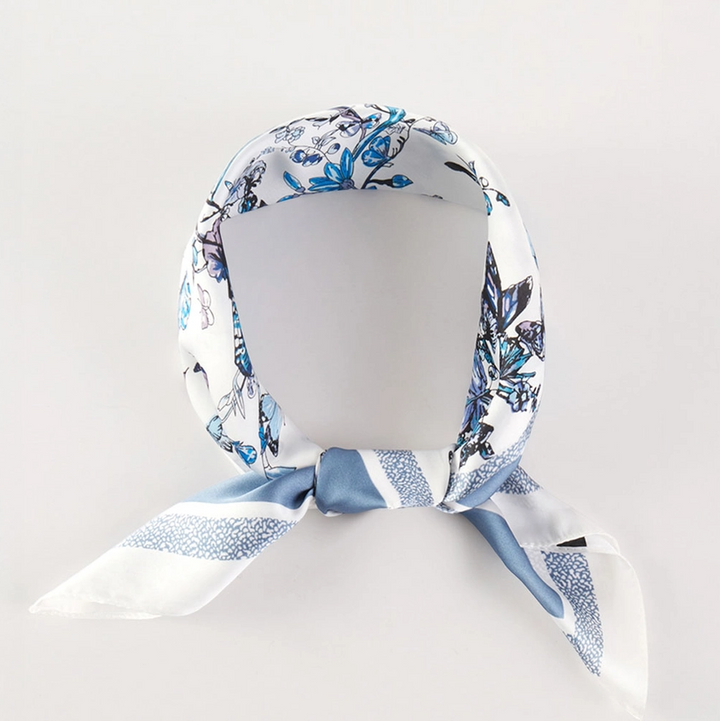 Chinoiserie Printed Satin Bandana Scarf