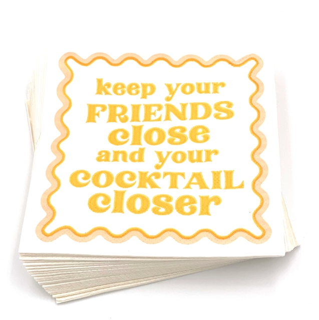 Keep Your Friends Close Cocktail Napkins - 13 Hub Lane   |  Funny Cocktail Napkins