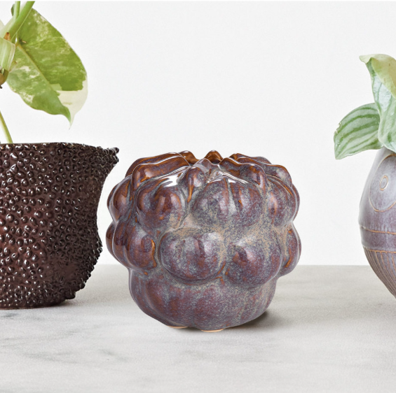 Stoneware Formed Vase w/ Dots