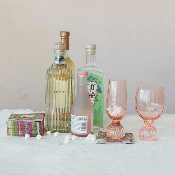 Ribbed Footed Pink Glass - 13 Hub Lane   |  Wine Glasses