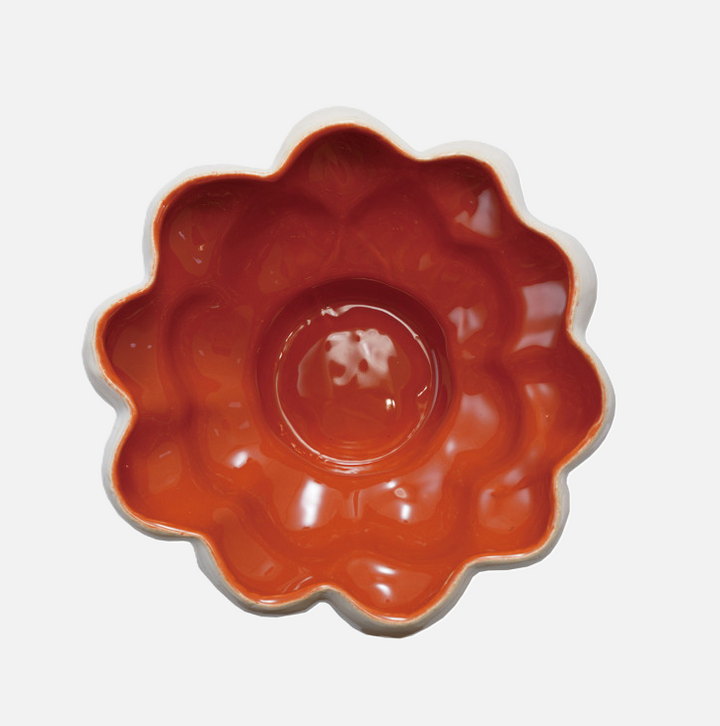Formed Stoneware Footed Bowl w/ Glazed Interior
