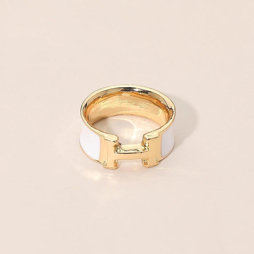 Letter H Accent Enamel Scarf Ring