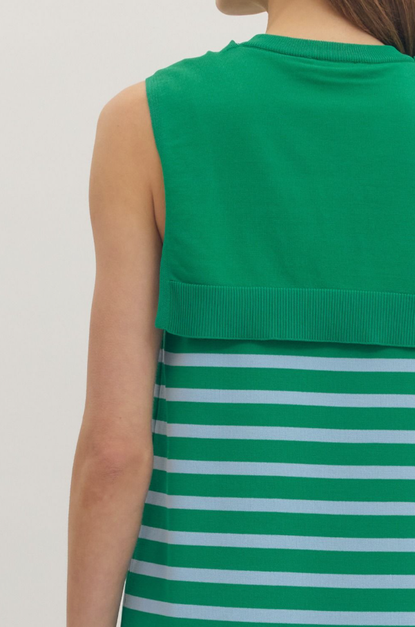 Striped Sleeveless Mini, Green