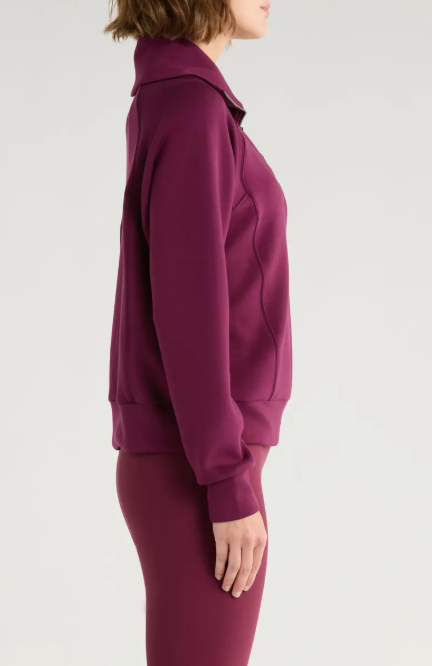 Spanx AirEssentials Half Zip, Plum Berry - 13 Hub Lane   |  Half-Zip Sweatshirts