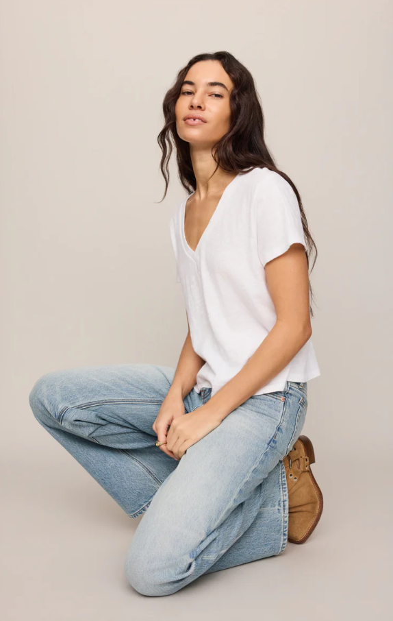 Nomad V Neck Tee, White