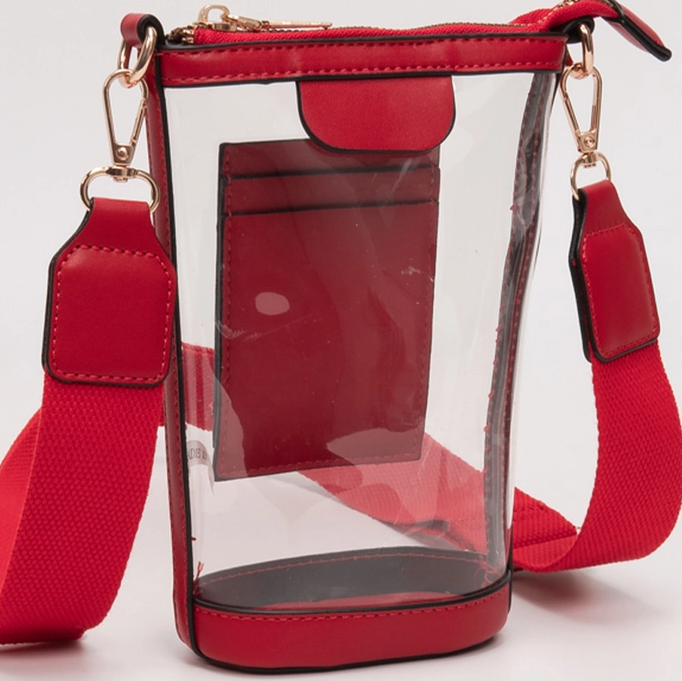 Transparent Crossbody Bag / Phone Bag, Red - 13 Hub Lane   |  Clear Crossbodies